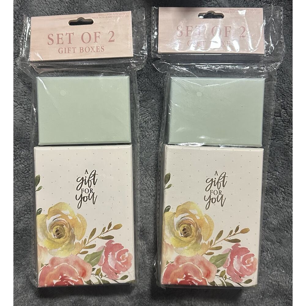 Set of 4 Floral Gift Boxes (2 Sets of 2) Small & Large | “A Gift For You” | New